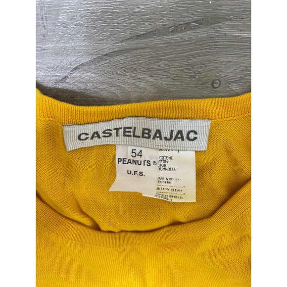 Rare CASTELBAJAC Peanuts Snoopy Yellow Sweater size 54 US Sz L 100% Cotton - Picture 2 of 7